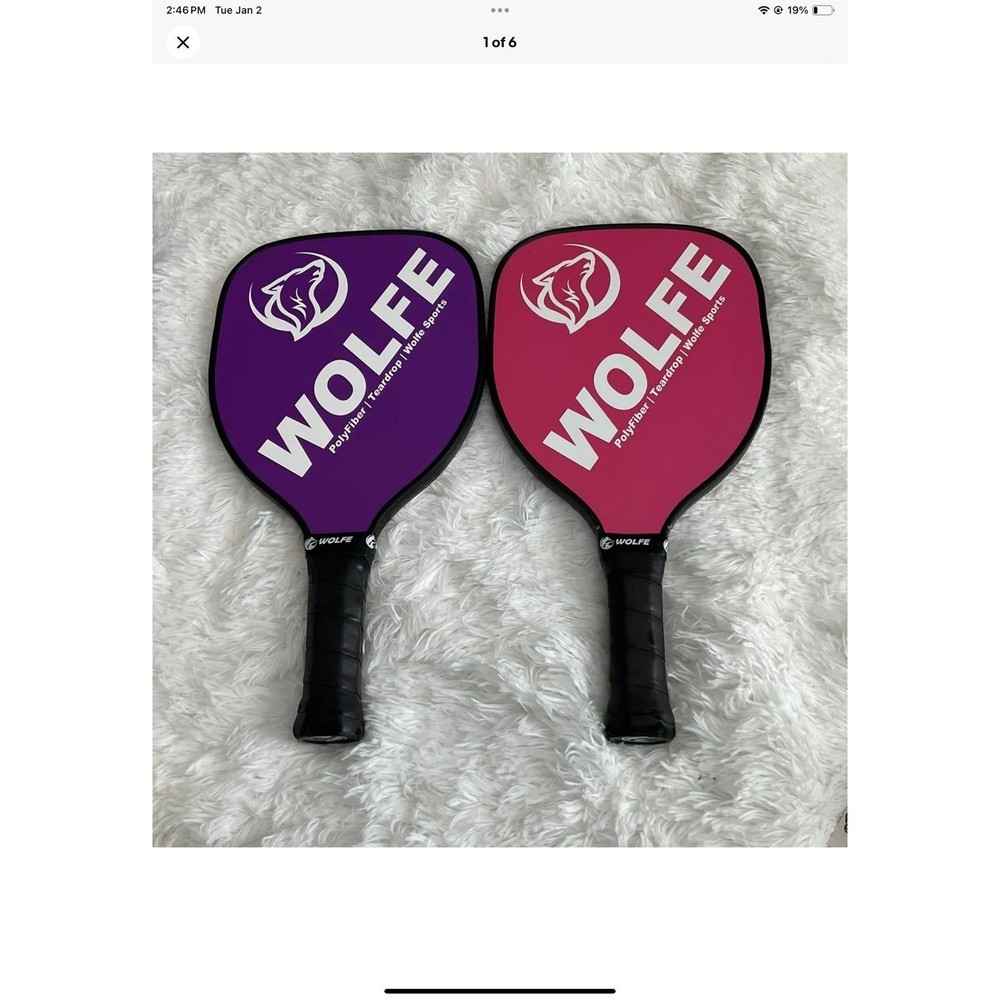 Wolfe Sports Pickleball Professional PolyFiber Teardrop Racquet Set Of 2